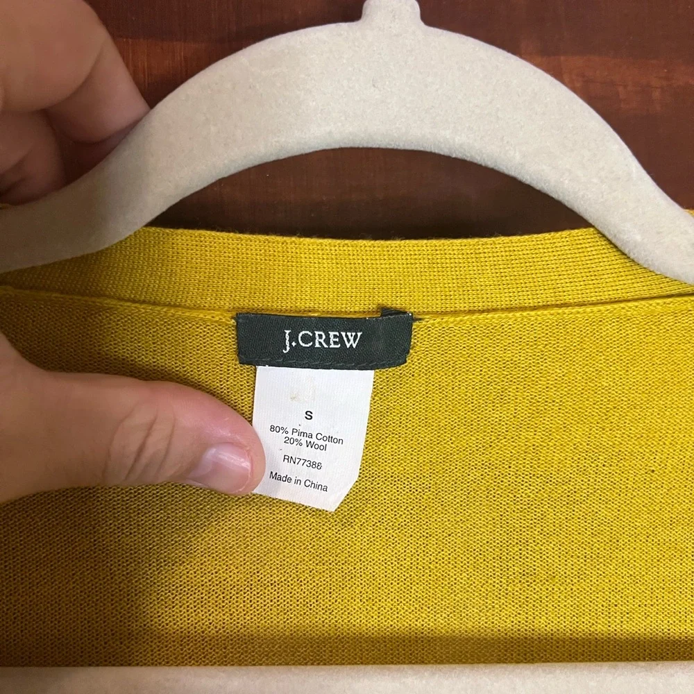 J. Crew Women's Mustard Ruffle Cardigan - Picture 2 of 12